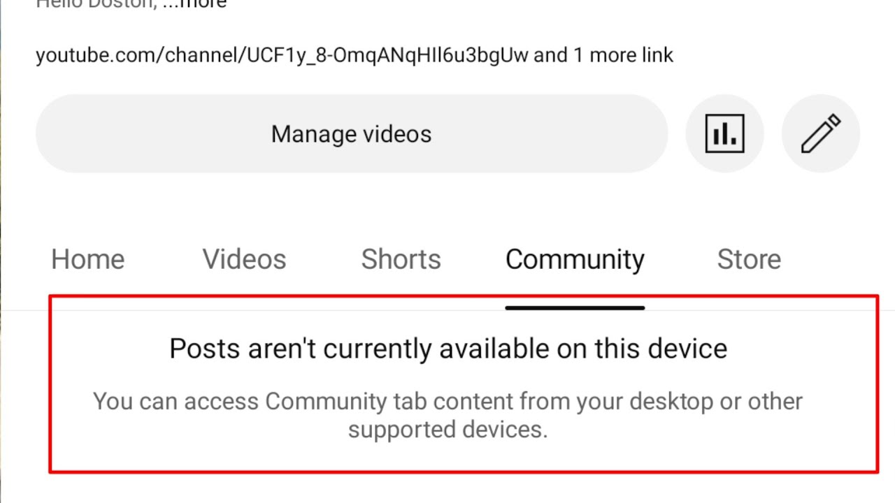 Posts aren't currently available on this device | Community Tab Not ...