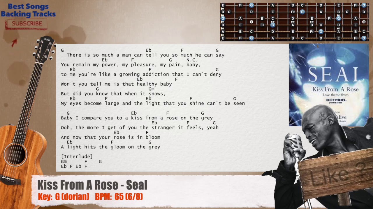 🎸 Kiss From A Rose Seal Guitar Backing Track with chords and lyrics
