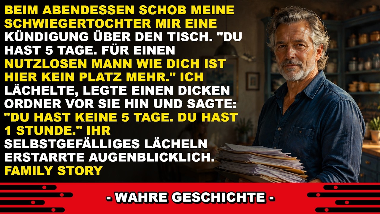 Am Dienstagabend schob meine Schwiegertochter mir die Kündigung über den Küchentisch, mit einem Lächeln, das alles sagte. „Für dich ist in diesem Haus kein Platz mehr." Ich widersprach nicht. Ich...