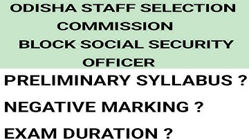 OSSC BSSO PRELIMINARY EXAM SYLLABUS FULL DETAIL