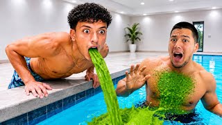 HE CAN'T STOP THROWING UP IN THE POOL