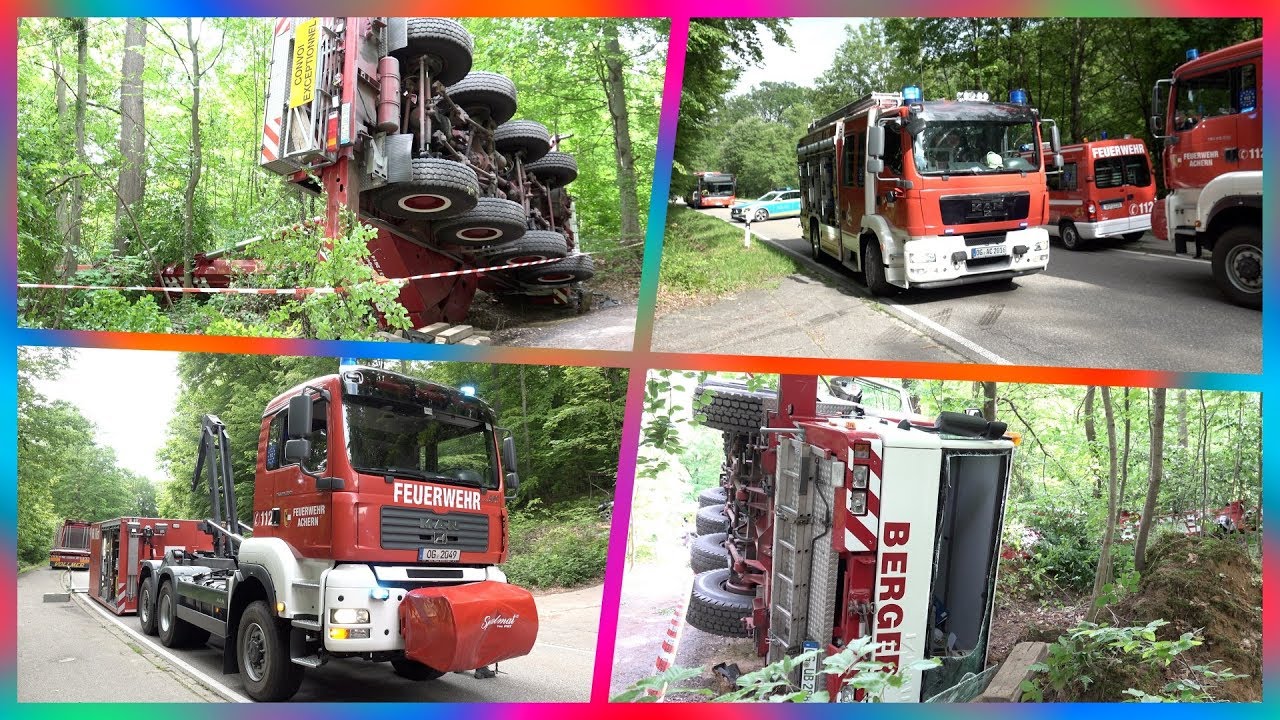 [48-TONNEN AUTOKRAN UMGEKIPPT] - Kranführer musste von Feuerwehr befreit werden - [E]