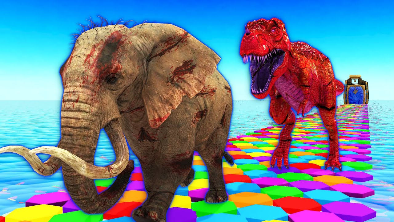 Giant T-rex’s chasing Elephant turn into zombie Temple run pc style | Mammoth life #68