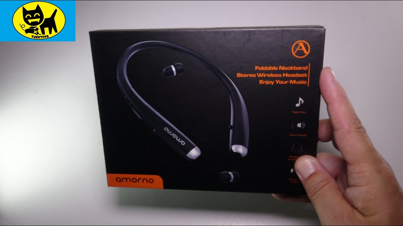 AMORNO Bluetooth Headphones, Foldable Wireless Neckband Headset with