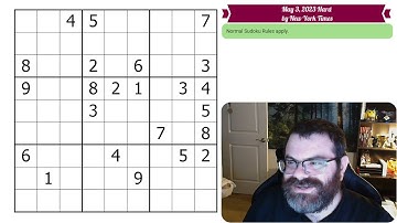 NYT Hard Sudoku May 3, 2023 - Walkthrough Solve