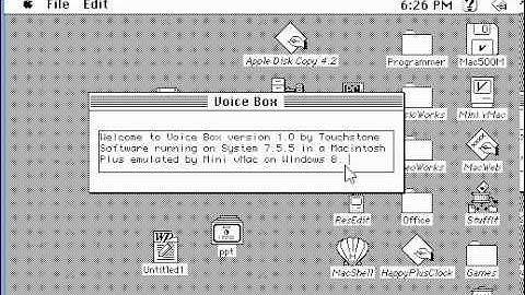 Voice Box - Text to Speech Tools on System 7.5.5 in Mini vMac