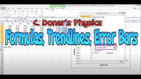 IB Physics: Formulas, Trendlines and Error bars in Excel