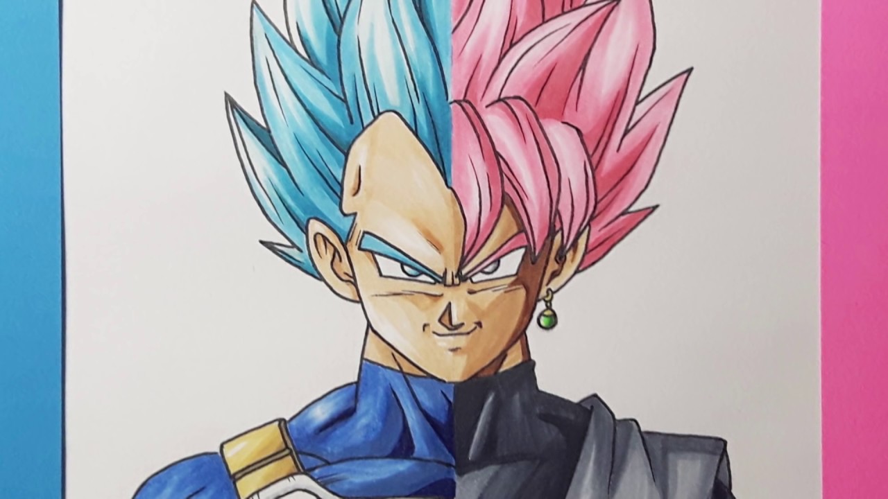 Goku Black Vegeta desenho linha artística, dragon ball preto e