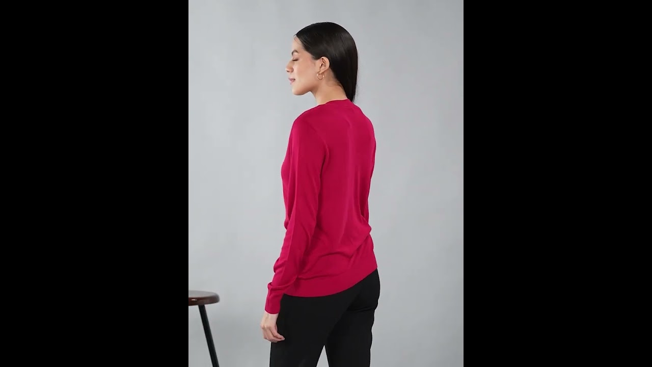 Maroon Solid Casual Sweater