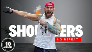 10 Minute Workout NO REPEAT Shoulder Dumbbell Home Workout (the perfect quick shoulder burner 🔥)