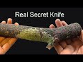 Making a Secret WOODEN LOGS KNIFE  - Knife Making