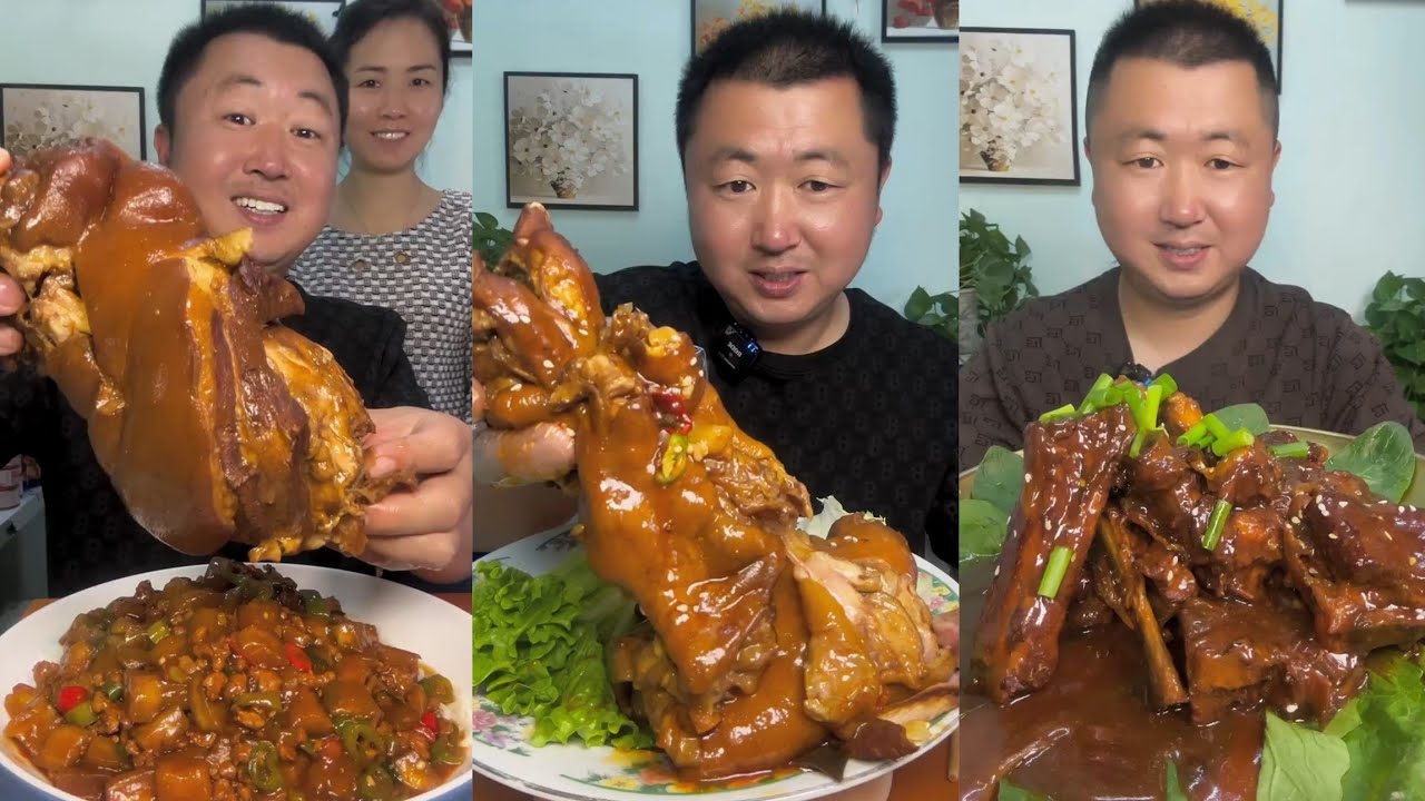 Yummy #18:Eat bone marrow spicy 🥵🔥 rib belly braised pork belly skewer #mukbang #yummy #delicious 