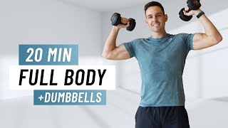 20 MIN INTENSE FULL BODY Dumbbell Workout - Strength Training At Home (No Repeats)