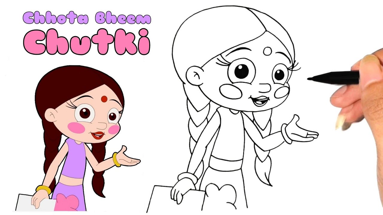 Draw Chutki From Chhota Bheem series | Easy Chutki Drawing with colour |  चुटकी का चित्र बनाना सीखें - YouTube