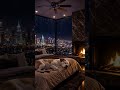 Penthouse Crackling Fire with Rain🐶🌧️🔥
