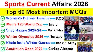 Sports Current Affairs 2026 | Sports Current Affairs | 2026 Sports Current Affairs | Sports GK 2026