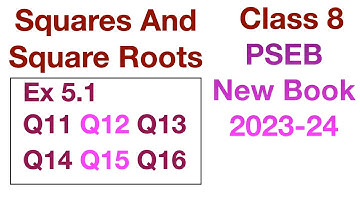 Q11 to Q16 Ex 5.1 | Squares And Square Roots | Chapter 5 Class 8 PSEB New Book 2023 Maths