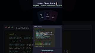 Iconic Glass Stack — Glassmorphism Card Fan Effect 🃏 #css #tutorial #shorts #coding