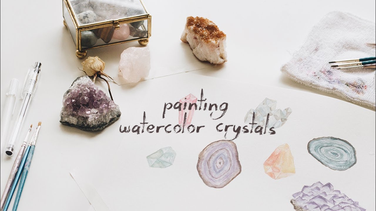 painting watercolor crystals YouTube