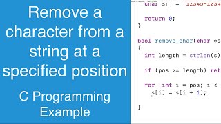 Remove a character from a string at a specified position | C Programming Example