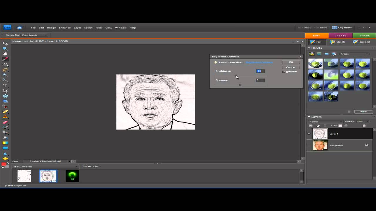 Tutorial Photo To Line Drawing In Adobe Photoshop Elements 7 Youtube