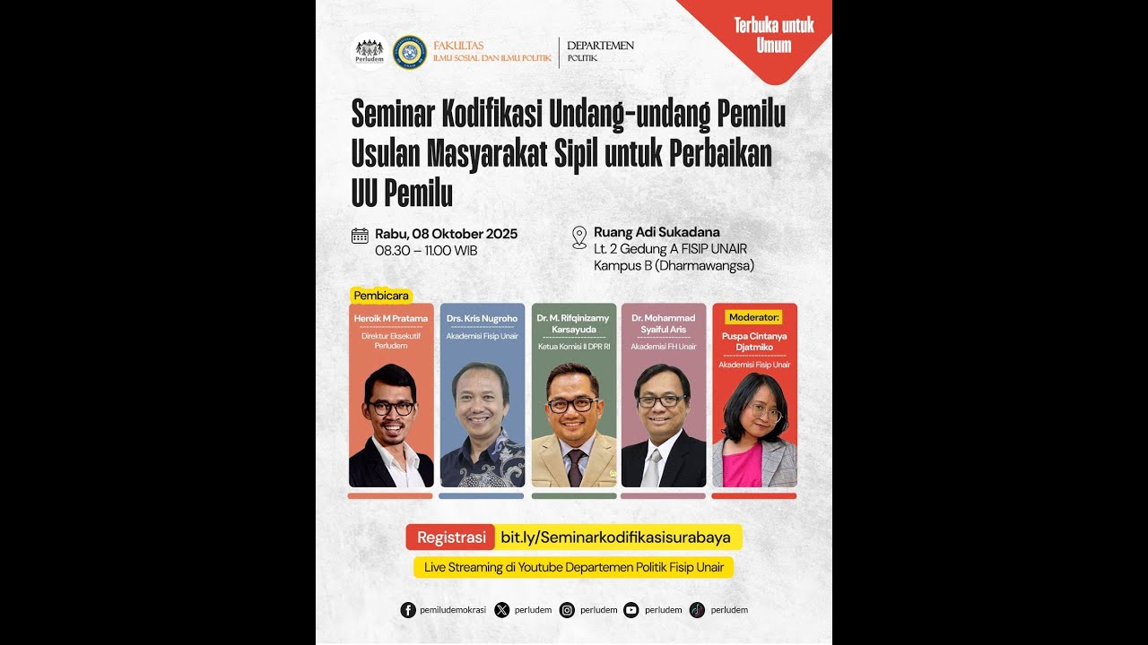 Semiar Kodifikasi Undang-Undang Pemilu Usulan Masyarakat Sipil untuk Perbaikan UU Pemilu