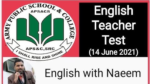 Army Public School & College English Teacher Solved Test || APS & C English Teacher Job Test