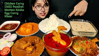 Eating Chicken Curry, Mutton Curry, Chilli Fish, Egg Curry | Big Bites | Messy Eating| Indian Asmr