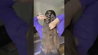 1 Min cute & easy ponytail and braid hairstyle tutorial #youtubeshorts #hairstyle