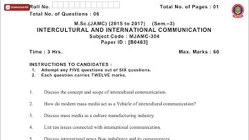 MSC JAMC 3RD SEM INTERCULTURAL AND INTERNATIONAL COMMUNICATION B DEC 2018 | PTU