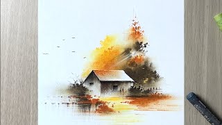 Morning Scenery - Simple Oil Pastel