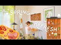 Spring reset  cleaning bedroom diy thrifted decor self care decluttering clothes