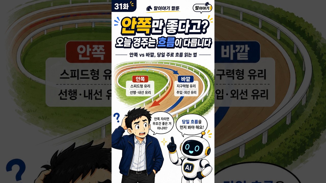 오늘 경마장, 안쪽이 유리한 날일까?｜말이야기 짤툰 31화