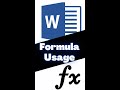 Formula usage in MS Word in தமிழில் #shorts #computertips #word