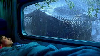 Fall asleep in under 5 minutes with heavy rainstorm. Soothing rain sounds for sleep black screen