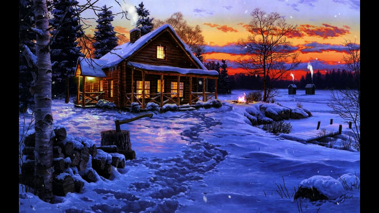 Cozy Snowy Cabin Ambience Log Cabin Fireplace Soundscape