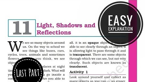 CH- Light, Shadows and Reflection Last Part | NCERT Class 6th science| Easy explanation✅ l