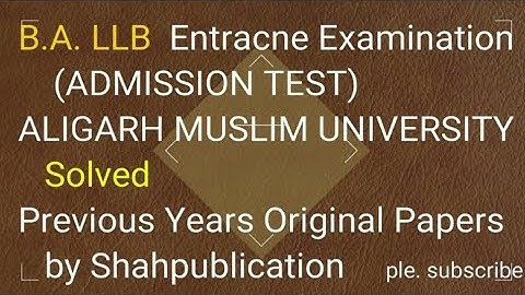AMU BA. LLB Entrance solved paper 2020 ll AMU Admission Test previous solved paper 2020, B.A.LLB AMU