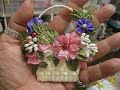 SOLD - Handmade Basket Flowers Card Topper - jennings644