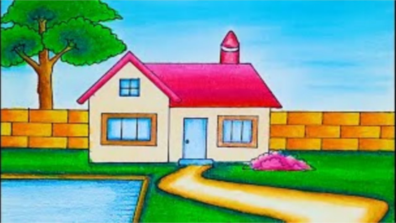 house drawing easy, house drawing easy step by step / village ...