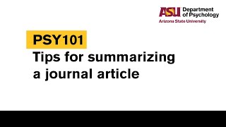 Tips for summarizing a journal article