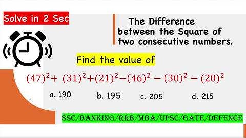 Simplification| The Difference between the square of two consecutive numbers| Consecutive numbers