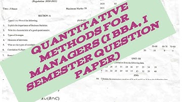 Quantitative methods for managers question paper( I bba, I semester )