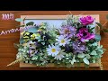 100均DIYインテリア　造花でフォトフレームにフラワーアレンジメント　Flower arrangement with artificial flowers at 100-yen shop