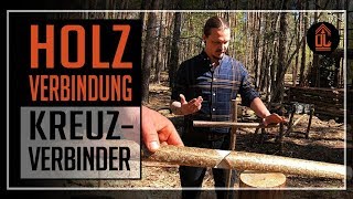 Bushcraft | HOLZVERBINDUNG | Kreuzverbindung | Schnur Paracord sparen | woodworking