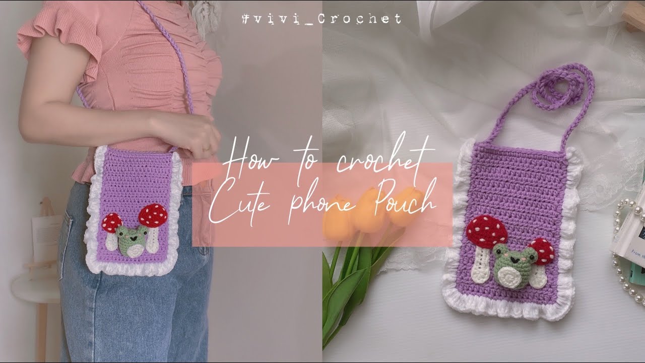 🌷How to Crochet Cute Phone pouch