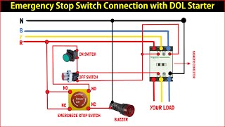 emergency stop switch connection with dol starter