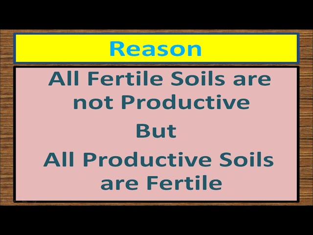All Fertile Soils are not Productive But All Productive Soils are Fertile 