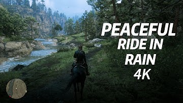 Peaceful Horse Ride in Rain | Nature Sounds & Relaxing Ambience | 4k 60 fps | #rdr2 #arthurmorgan