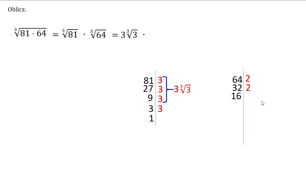 Działania na pierwiastkach sześciennych. Przykład.
